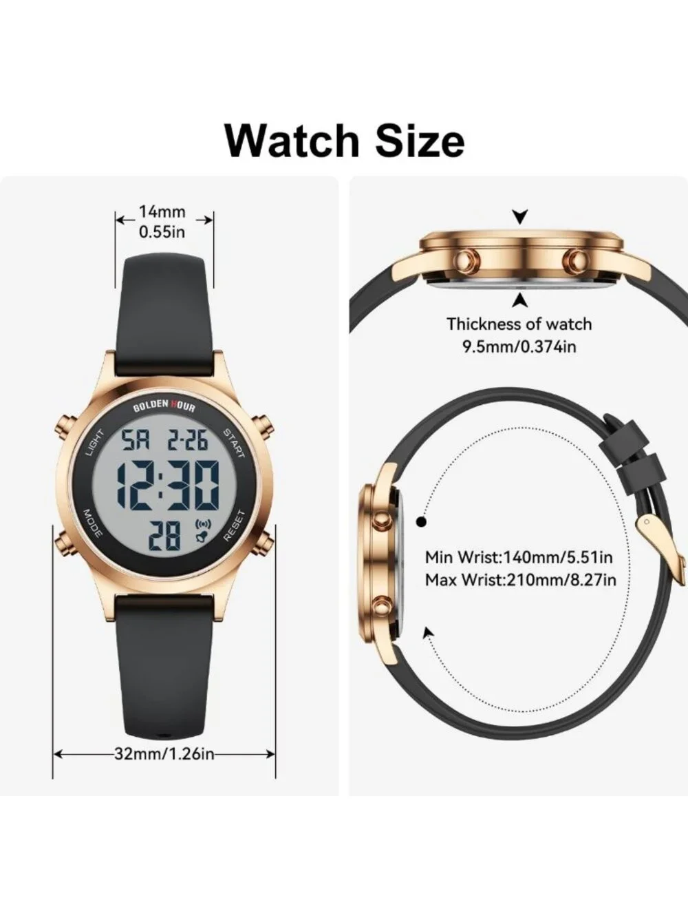 Waterproof Women's Digital Sports Watch - Silicone Strap, Alarm, Stopwatch, Rose